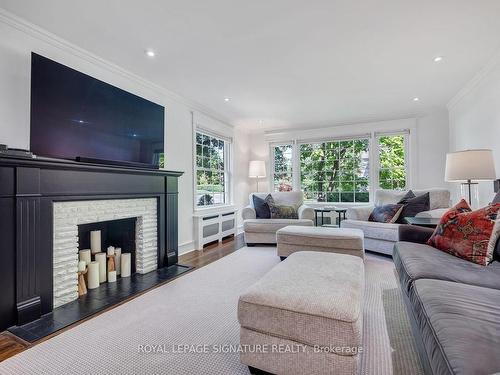 1237 Royal York Rd, Toronto, ON - Indoor Photo Showing Living Room With Fireplace
