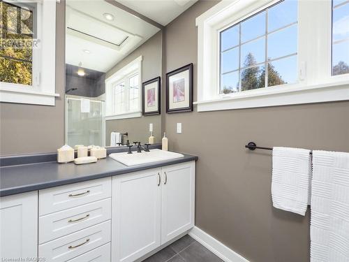 Secondary bedroom is spacious with large closet and ensuite bath - 90 Greenough Point Road, Northern Bruce Peninsula, ON - Indoor Photo Showing Bedroom