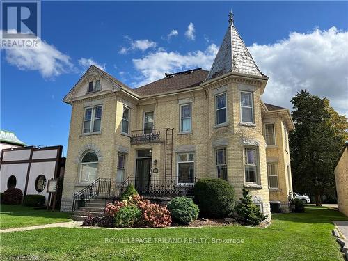 View of turret with steel roof - 250 Main Street, North Middlesex (Parkhill), ON 