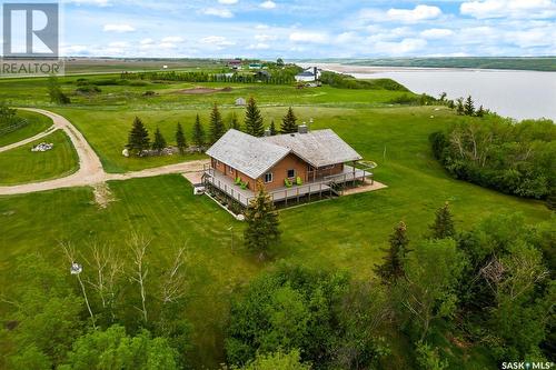 Big Brown Barn, Longlaketon Rm No. 219, SK - Outdoor With Body Of Water With View