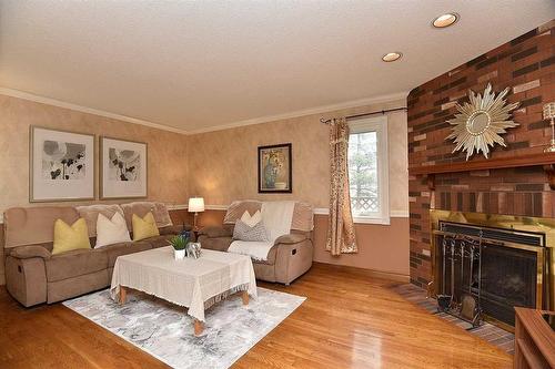 102 Huntingwood Avenue, Hamilton, ON - Indoor Photo Showing Living Room With Fireplace