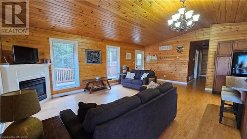 73 Larsen Cove Road, Northern Bruce Peninsula, ON - Indoor Photo Showing Living Room With Fireplace