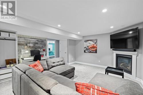 1622 Cypress, Windsor, ON - Indoor Photo Showing Living Room With Fireplace