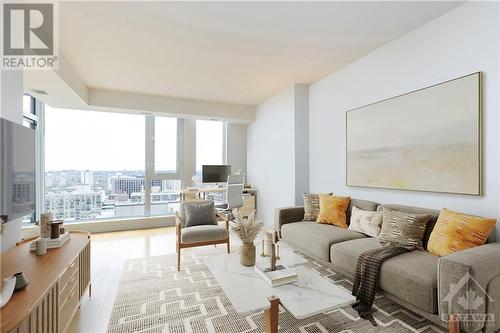 this photo has been virtually staged - 179 Metcalfe Street Unit#1707, Ottawa, ON - Indoor Photo Showing Living Room