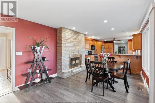1235 Gesto Sideroad, Essex, ON - Indoor Photo Showing Dining Room With Fireplace