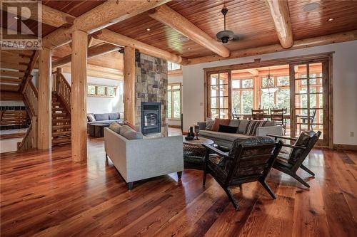 186 Bons Vivants Drive, Noelville, ON - Indoor Photo Showing Living Room With Fireplace