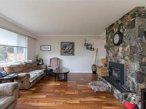 323 Benhomer Dr, Colwood, BC - Indoor Photo Showing Living Room With Fireplace