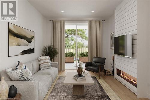 Artist rendering- Not exactly as shown - 440 E Wellington St Ll Street Unit# 1, Mount Forest, ON - Indoor Photo Showing Living Room With Fireplace
