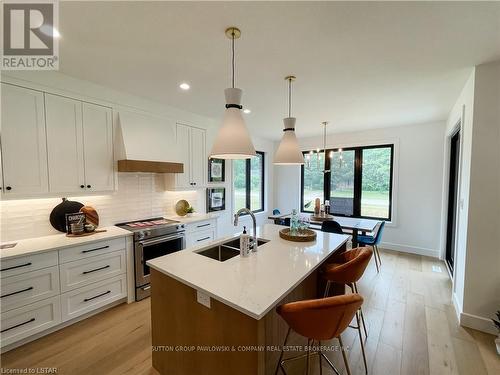 91 Allister Dr, Middlesex Centre, ON - Indoor Photo Showing Kitchen With Double Sink With Upgraded Kitchen