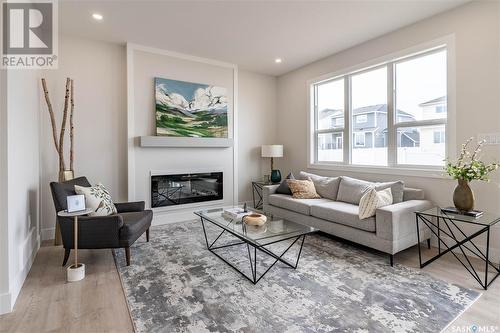 106 Haverstock Crescent, Saskatoon, SK - Indoor Photo Showing Living Room With Fireplace