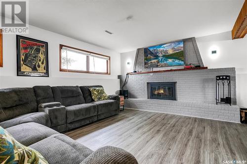 34 Blue Sage Drive, Moose Jaw, SK - Indoor Photo Showing Living Room With Fireplace