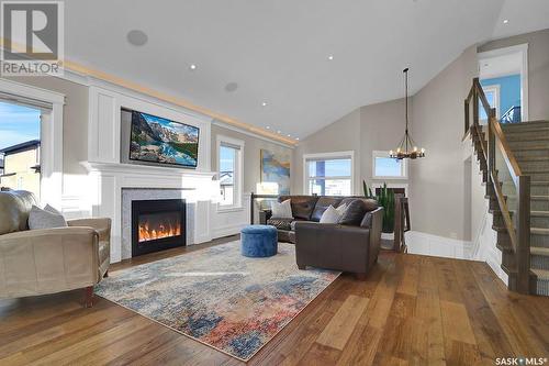 3502 Green Creek Road, Regina, SK - Indoor Photo Showing Living Room With Fireplace