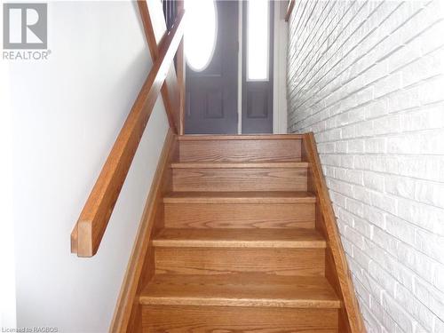 Solid Oak Stairway - 150 Cambridge Street, Paisley, ON - Indoor Photo Showing Other Room