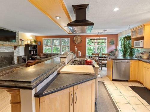 3700 9Th Avenue, Castlegar, BC - Indoor Photo Showing Kitchen With Fireplace