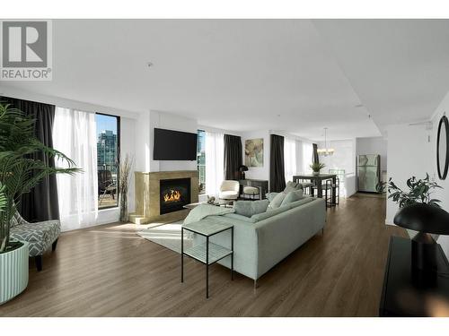 Penthouse 1200 Hornby Street, Vancouver, BC - Indoor Photo Showing Living Room With Fireplace