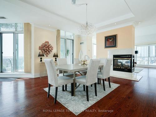 Ph8-398 Eglinton Ave E, Toronto, ON - Indoor Photo Showing Dining Room With Fireplace