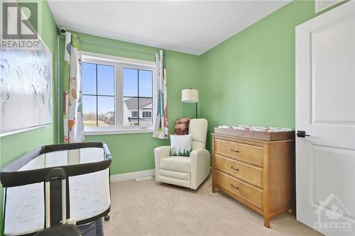 Third bedroom makes a great nursery or even an office for the stay at home entrepreneur, complete with large window and wall to wall carpeting. - 10 Whitcomb Crescent, Smiths Falls, ON - Indoor Photo Showing Bedroom