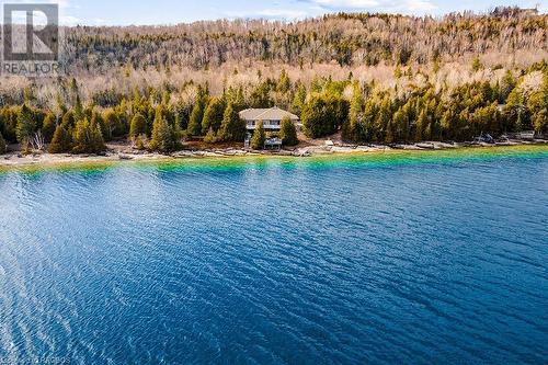 425ft of incredible, pristine and private Georgian Bay shoreline with this stunning Niagara Escarpment backdrop. - 157 Georgian Dr Drive, Northern Bruce Peninsula, ON - Outdoor With Body Of Water