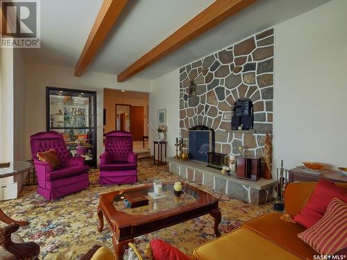 107 Jubilee Crescent, Rosetown, SK - Indoor Photo Showing Living Room With Fireplace