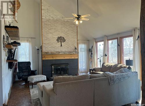 610 1St Street S, Leask, SK - Indoor Photo Showing Living Room With Fireplace