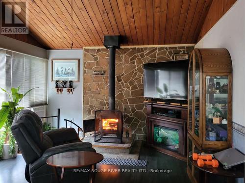 3 Kenhill Beach Rd, Kawartha Lakes, ON - Indoor Photo Showing Living Room With Fireplace