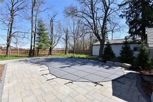 Heated salt water pool has safety winter cover - 1423 Nebo Road, Hannon, ON - Outdoor