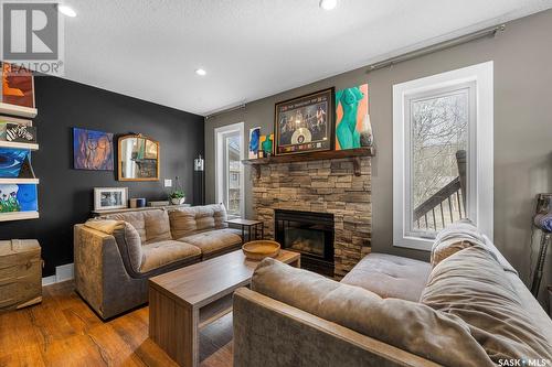 8222 Rankin Drive, Regina, SK - Indoor Photo Showing Living Room With Fireplace