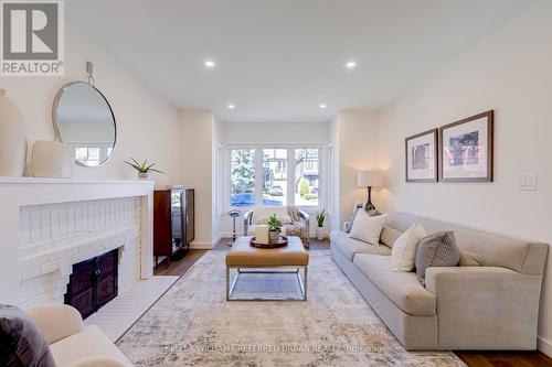 12 Wesley Ave, Mississauga, ON - Indoor Photo Showing Living Room With Fireplace