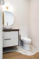 Powder room with custom flooring - 