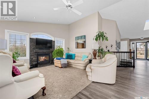 23 Dawn Road, Moose Jaw Rm No. 161, SK - Indoor Photo Showing Living Room With Fireplace