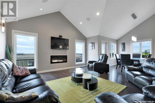 45 Crescent Drive, Avonlea, SK - Indoor Photo Showing Living Room With Fireplace