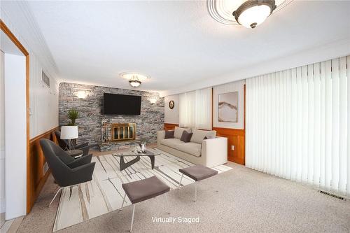 Virtually Staged - 2423 Hensall Street, Mississauga, ON - Indoor Photo Showing Living Room With Fireplace