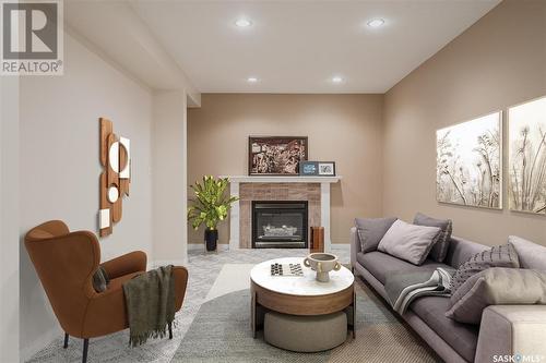 502 Blackthorn Crescent, Saskatoon, SK - Indoor Photo Showing Living Room With Fireplace