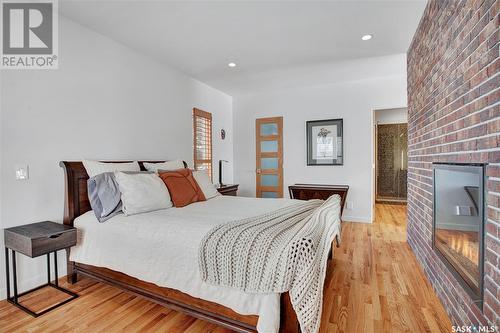 502 Sturgeon Drive, Saskatoon, SK - Indoor Photo Showing Bedroom With Fireplace