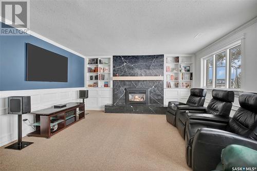 502 Sturgeon Drive, Saskatoon, SK - Indoor Photo Showing Living Room With Fireplace