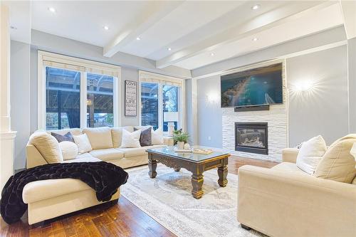 70 Watercrest Drive, Stoney Creek, ON - Indoor Photo Showing Living Room With Fireplace