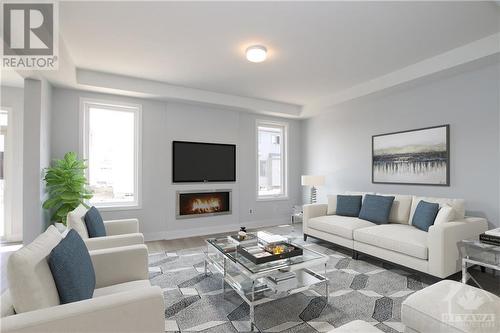 This home has not been built yet. Images shown are to showcase builder finishes. - 466 Brigatine Avenue, Ottawa, ON - Indoor Photo Showing Living Room With Fireplace