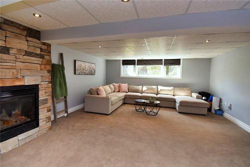 23 Brelus Drive, Dunnville, ON - Indoor Photo Showing Living Room With Fireplace