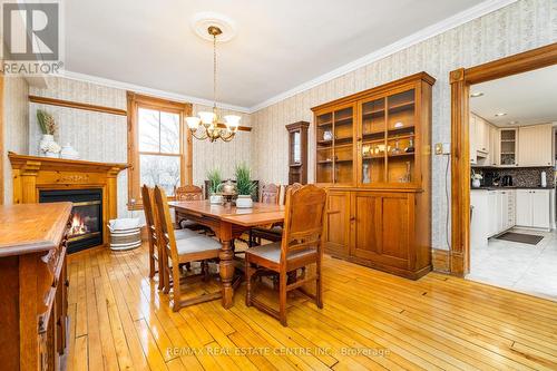 14 Noble St, Halton Hills, ON - Indoor Photo Showing Dining Room With Fireplace
