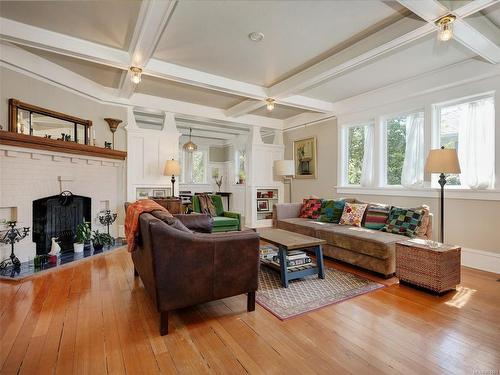 1727 Lee Ave, Victoria, BC - Indoor Photo Showing Living Room With Fireplace
