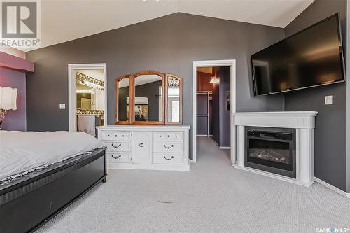 112 Fairchild Avenue, Regina Beach, SK - Indoor Photo Showing Bedroom With Fireplace
