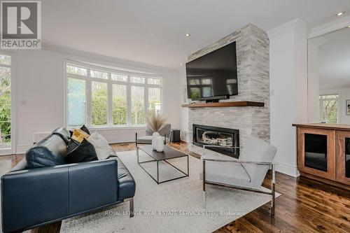 3378 Stocksbridge Ave, Oakville, ON - Indoor Photo Showing Living Room With Fireplace