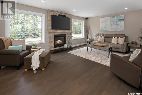 Pawluk Acreage, Corman Park Rm No. 344, SK - Indoor Photo Showing Living Room With Fireplace