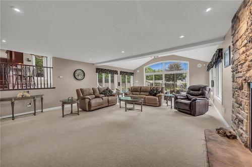 Large family room with 2 walkouts - 861 Centre Road, Flamborough, ON - Indoor With Fireplace