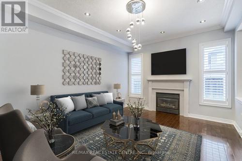 3716 Bloomington Cres, Mississauga, ON - Indoor Photo Showing Living Room With Fireplace