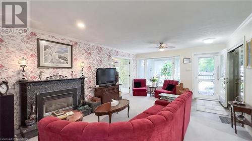 129 Huron Road, Point Clark, ON - Indoor Photo Showing Living Room With Fireplace