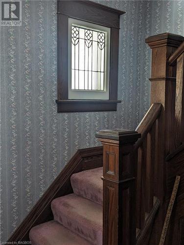 stairs- stained glass window - 820 Yonge St S, Walkerton, ON -  Photo Showing Other Room