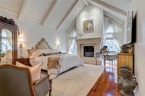 5 Jerseyville Road W, Ancaster, ON - Indoor Photo Showing Bedroom With Fireplace