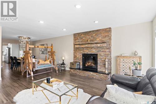 123 Saguenay Drive, Saskatoon, SK - Indoor Photo Showing Living Room With Fireplace