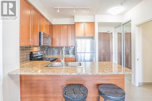 203 - 339 Rathburn Road W, Mississauga, ON - Indoor Photo Showing Kitchen With Double Sink With Upgraded Kitchen
